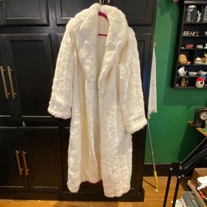 Full length Creamy White Faux Fur Winter Coat